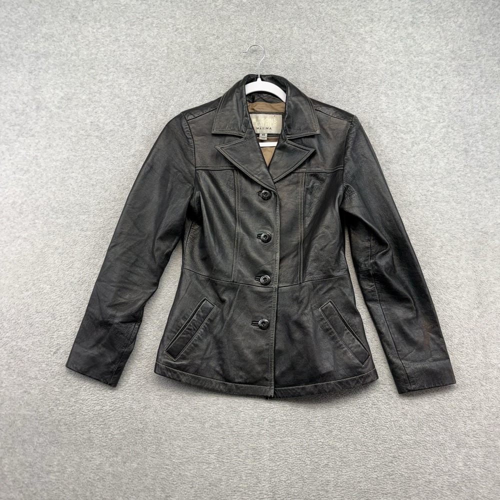 Wilson's Leather Maxima Women's Leather Jacket Blazer Breasted Black y2k XS
